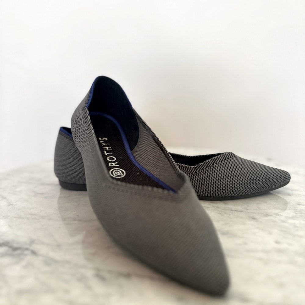 Rothy’s flats. Gray, Size 9.5, never been worn, w/ additional insoles